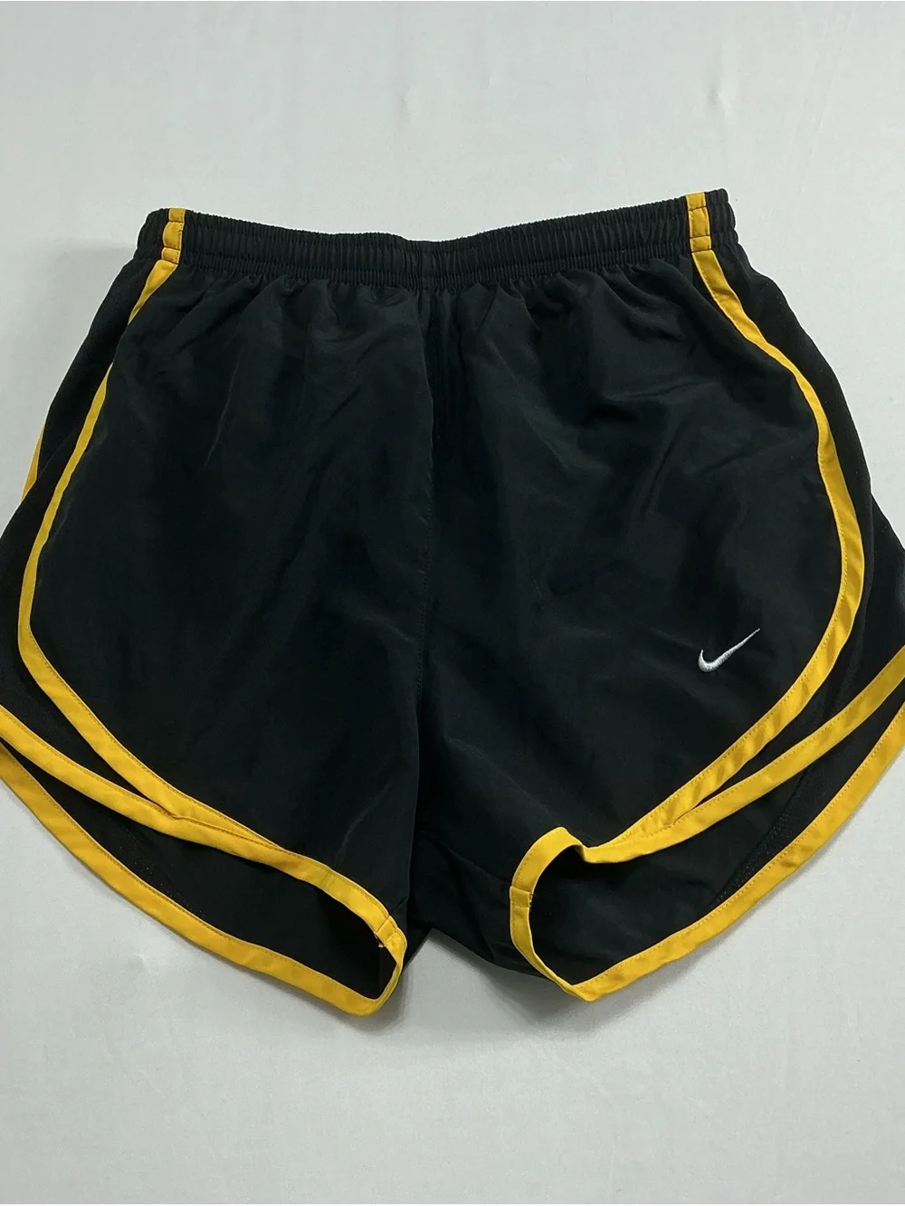 Nike Black Athletic Shorts with Yellow Trim - Picture 1 of 5